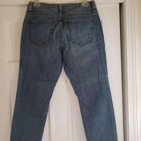 Loft Curvy Crop Blue Five Pocket Jeans Straight Leg size 4 - Picture 2 of 5